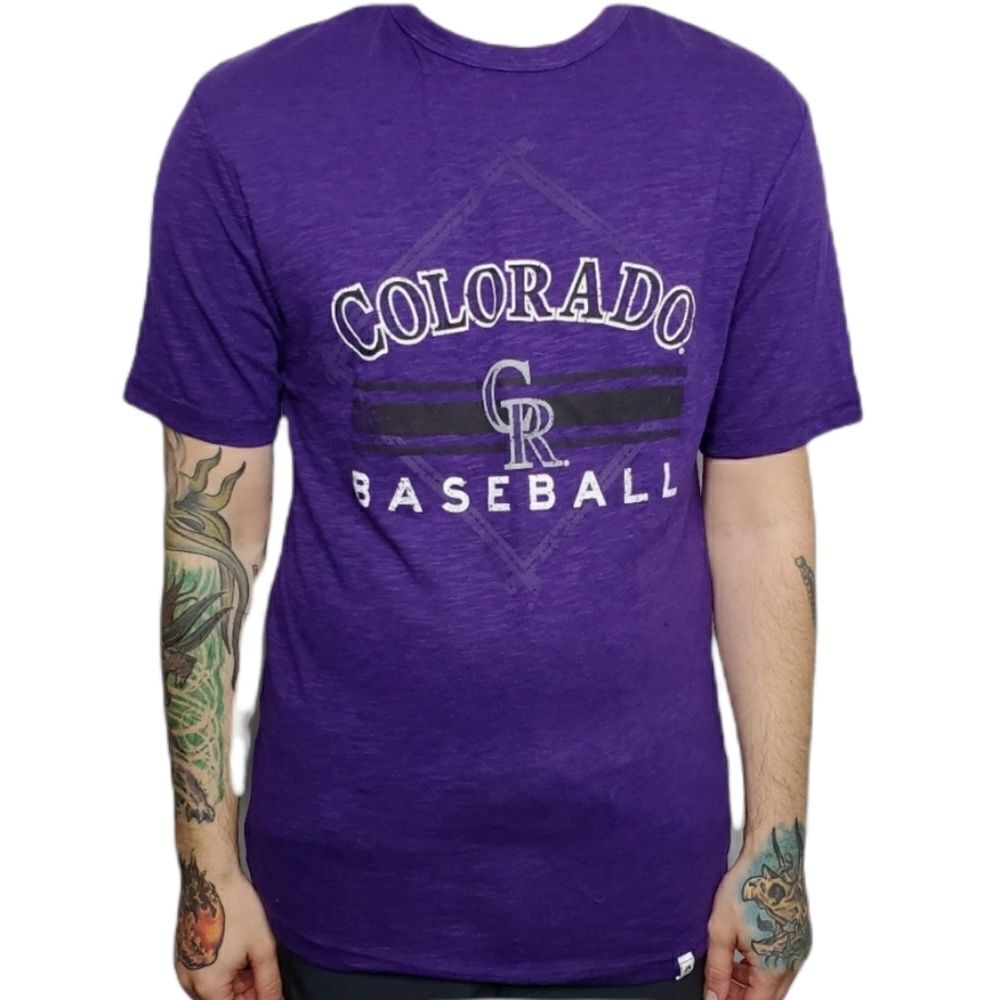 COLORADO ROCKIES Majestic purple short sleeve baseball‎ tee shirt M